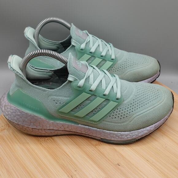 Adidas Shoe Womens 7.5 Ultraboost 21 Primeblue Sage Green Running FY0408 Flaw - Picture 4 of 10